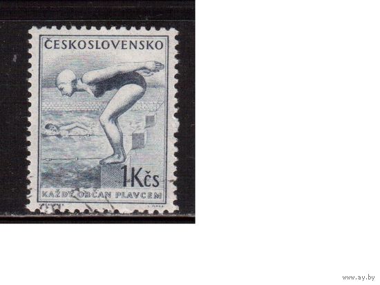 Чехословакия-1954,(Мих.808) , гаш. ,  Спорт
