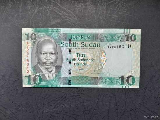 10 фунтов 2016 года. Южный Судан. UNC. Распродажа.
