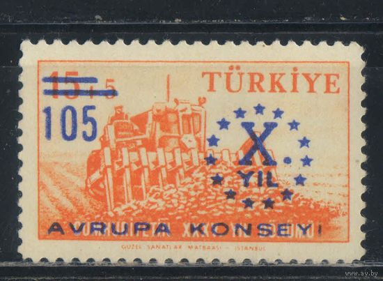 Турция Респ 1959 10 летие Совета Европы Надп #1625**