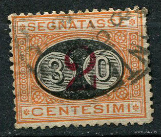 Королевство Италия - 1890/1891 - Доплатная марка надпечатка нового номинала 30c на 2c - [Mi.17p] - 1 марка. Гашеная.  (Лот 55AF)