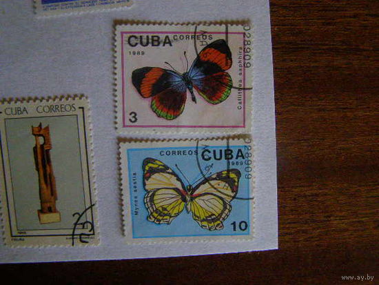 Куба. Бабочки. ( 2 марки ) 1989 года.