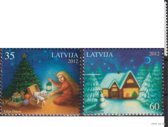 Lv859 Латвия 2012г. Рождественские марки - Рождество (MNH)