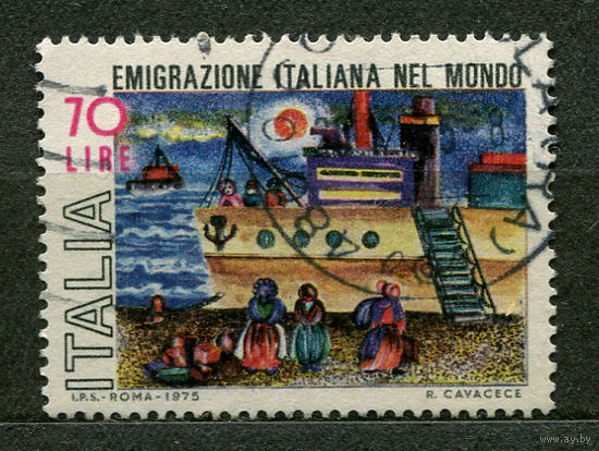 Итальянские эмигранты. Детский рисунок. Италия. 1975. Полная серия 1 марка