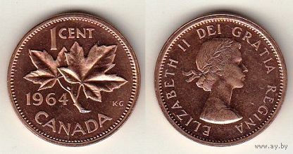 Канада 1 цент 1964  Кленовые листья