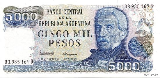 Аргентина 5000 песо образца 1977-1983 года UNC p305b(2)
