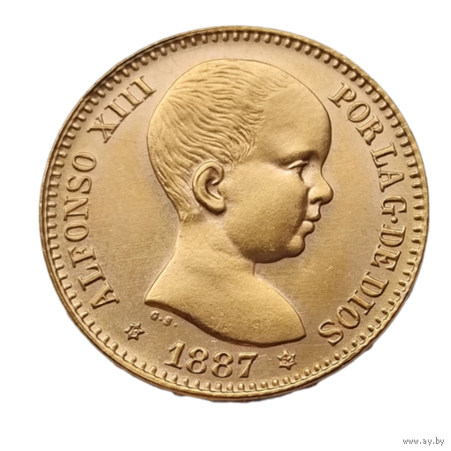 20 pesetas ESPANA 1887. Alfonso XIII
