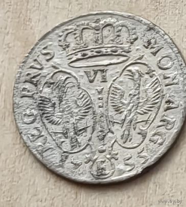 6 грошей 1755 F достаточно редкая монета. Прекрасный сахран хорошая прочеканка.