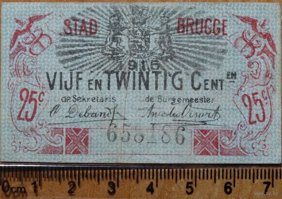Бельгия, БРЮГГЕ, 25 центов 1915 г.