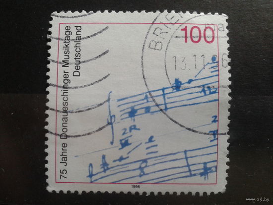Германия 1996 ноты, автограф Баха Михель-0,9 евро гаш.