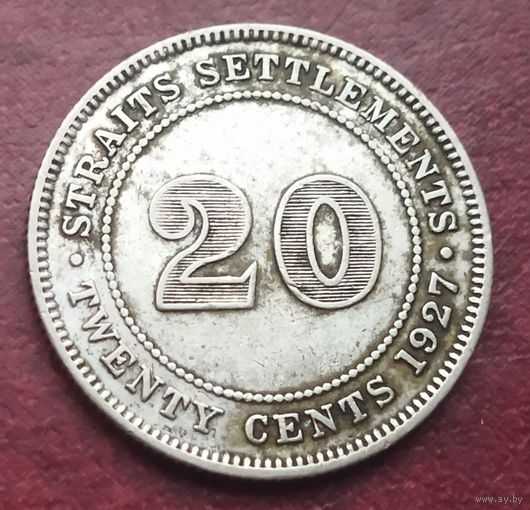 Серебро 0.600!  Сетлментс 20 центов, 1926-1935