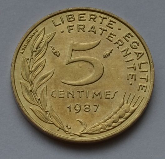Франция, 5 сантимов 1987 г.