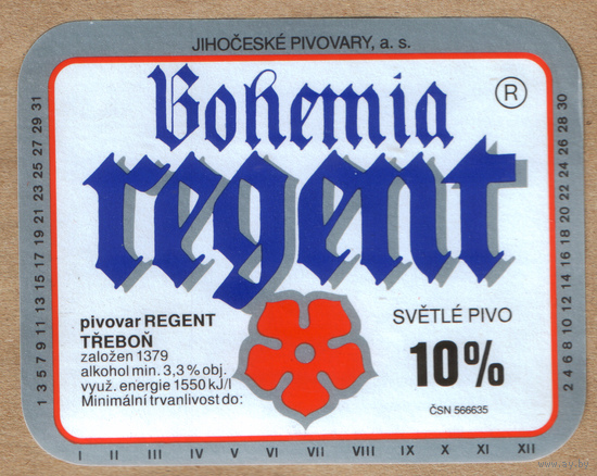 Этикетка пива Bohemia Regent Е403