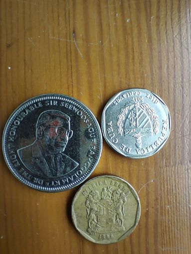 Маврикий 1 рупия 2016, Куба 10 центов 2017, ЮАР 20 центов 1996  -33