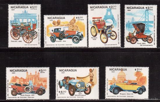 Никарагуа-1984 (Мих.2512-2518) , ** , Старинные автомобили, (полная серия)