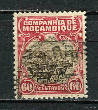 Португальские колонии - Мозамбик (Comp de Mocambique) - 1923 - Крупный рогатый скот 60С - [Mi.148] - 1 марка. Гашеная.  (Лот 63Fw)-T25P34