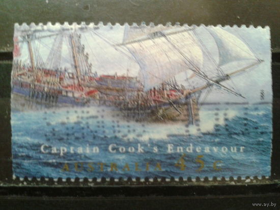 Австралия 1995 Судно капитана Кука в живописи, марка из буклета