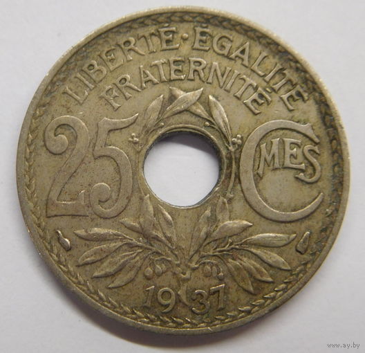Франция 25 сантимов 1937 г