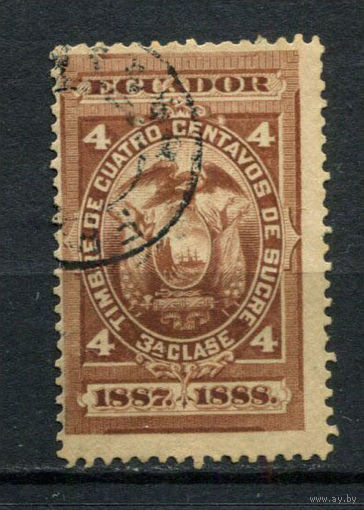 Эквадор - 1887 - Герб 4С. Фиксальная марка - 1 марка. Гашеная.  (LOT C42)