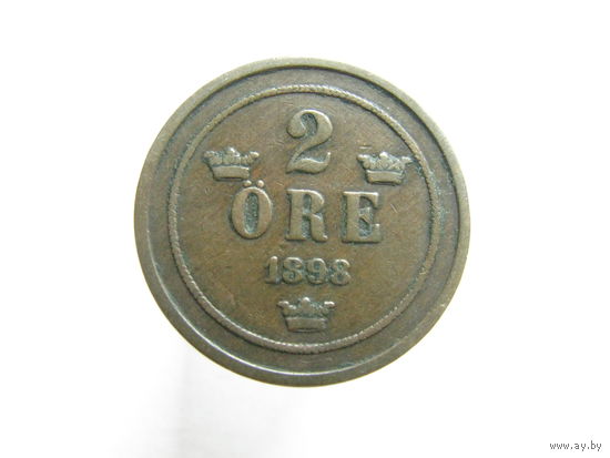 Швеция 2 эре 1898 ТОРГ уместен  (117) распродажа коллекции