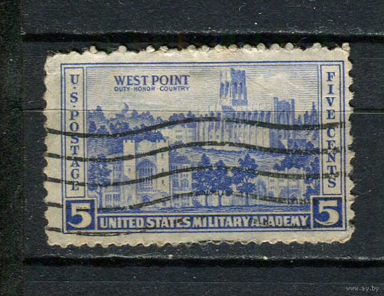 США - 1936 - Военная академия США, Вест-Пойнт - (есть тонкое место) - [Mi.394] - 1 марка. Гашеная.  (Лот 29CR)