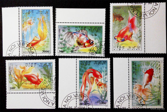 Вьетнам 1990 г. Золотые рыбки. Фауна, полная серия из 6 марок #0092-Ф1P20