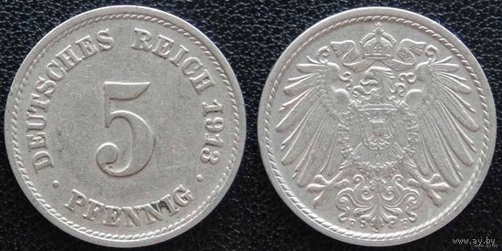 YS: Германия, Рейх, 5 пфеннигов 1913F, KM# 11 (2)