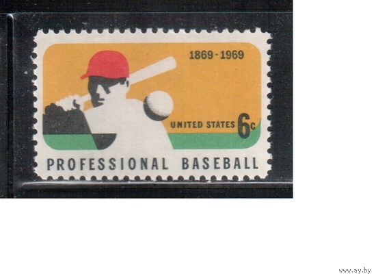 США-1969, (Мих.992) , **, Спорт, Бейсбол (одиночка)