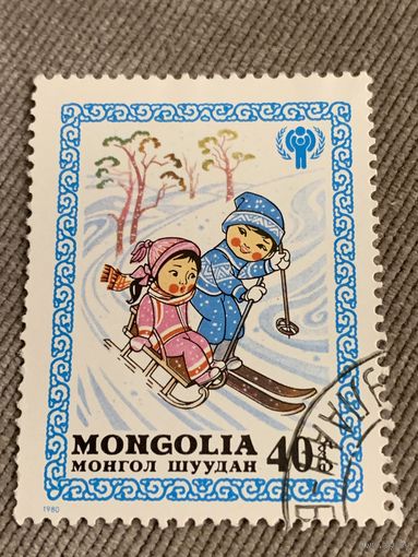 Монголия 1980. Детские зимние игры. Марка из серии