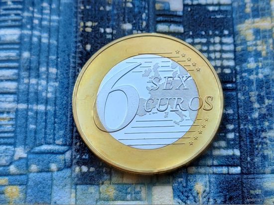 Монетовидный жетон 6 (Sex) Euros (евро). #27