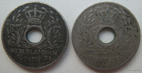 Голландская Ост-Индия 5 центов 1921, 1922 гг. Цена за 1 шт. (g15)