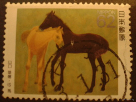Япония 1990 лошади, живопись