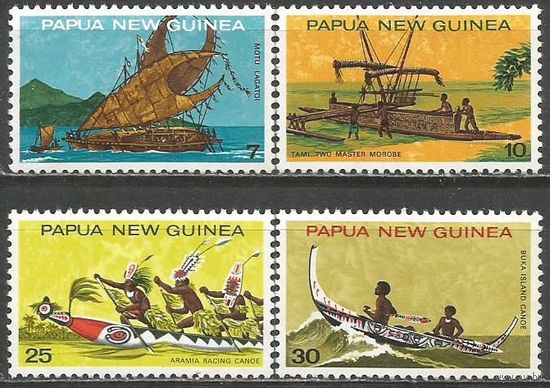 Папуа Новая Гвинея. Национальное наследие. Каноэ. 1973г. Mi#279-82. Серия.