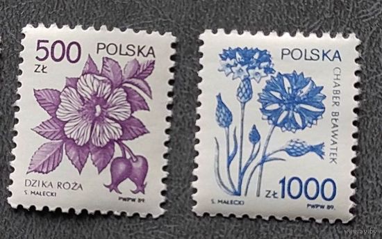 Польша: 2м/с флора, стандарт 500+1000 цветы, 1989 (2,5МЕ)