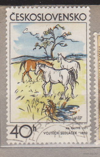 Лошади фауна живопись искусство Чехословакия 1972 год  лот 1033