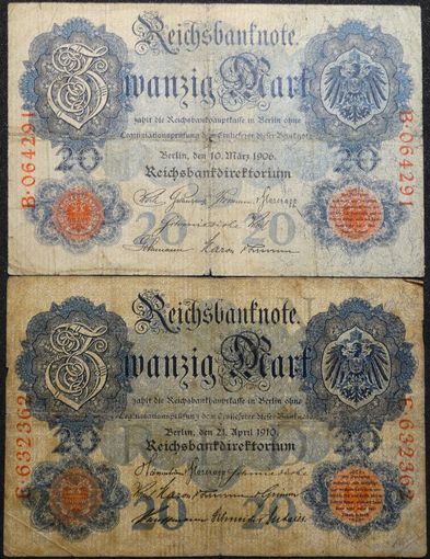 20 марок 1906,1910гг.