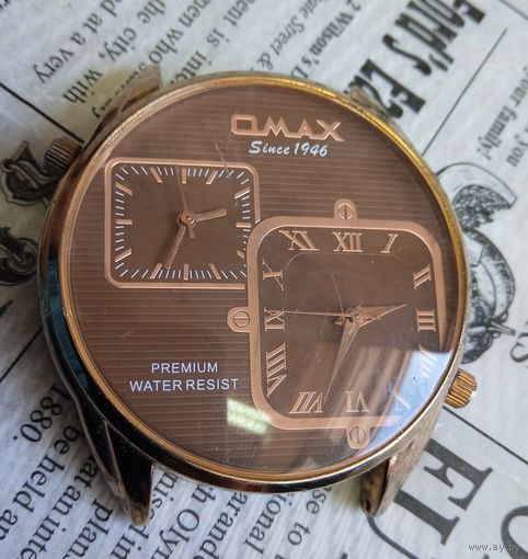 Часы "Omax dual time" крупные (22мм по ушкам) старт с 10 рублей!