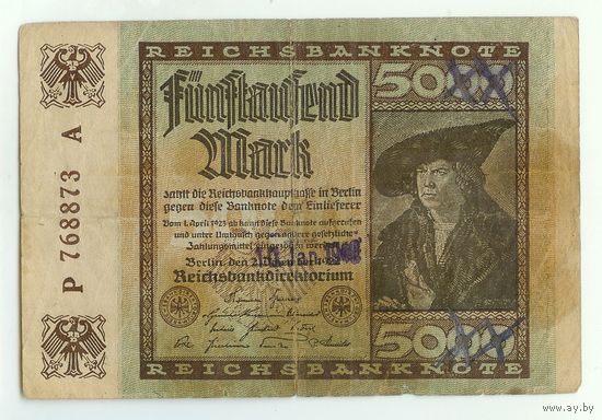 Германия, 5000 марок 1922 год. (с надпечаткой 1949 года)