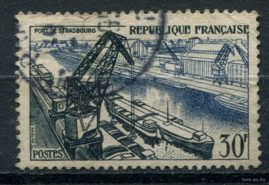 Франция - 1956г. - порт, корабли - 1 марка - гашёная. Без МЦ!