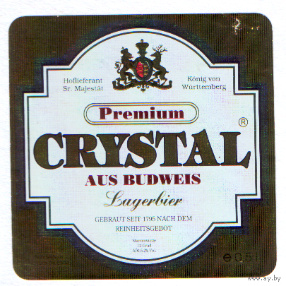 Этикетка пива Crystal Нидерланды б/у Ф320