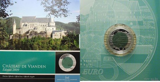 5 евро 2009 г. Castle (замок) Vianden серебро и ниобий