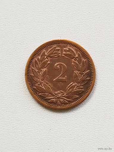 Швейцария 2 раппена 1890 год
