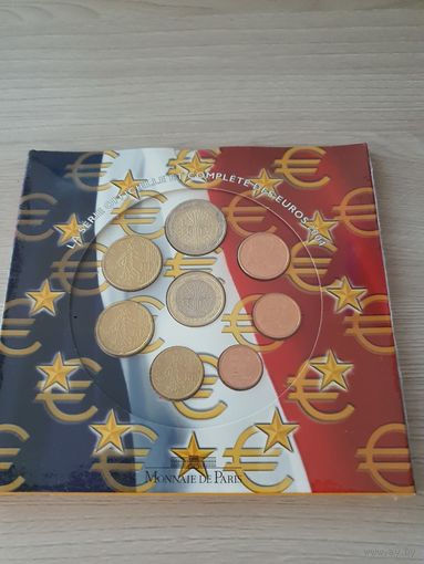 Официальный набор монет евро Франция регулярного чекана (8 монет) 2004 года в буклете.