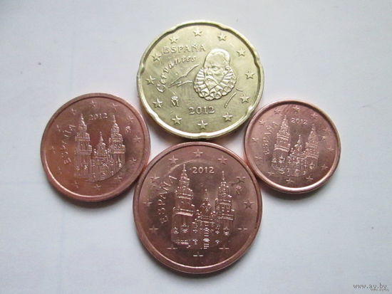 Набор евро монет Испания 2012 г. (1, 2, 5, 20 евроцентов)