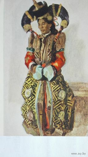 Соцреализм 1955. Ефанов. Девушка-монголка в старинном костюме