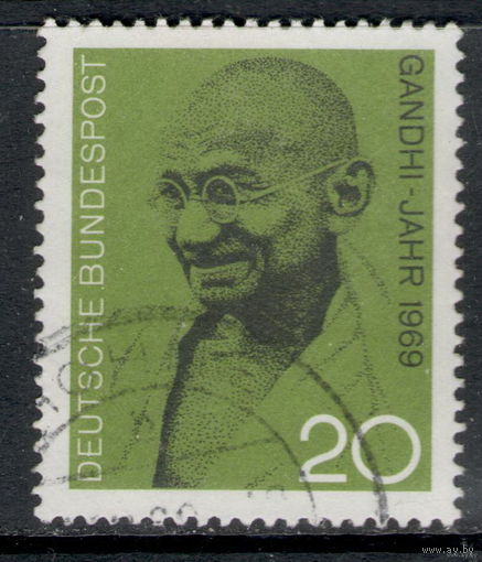 Германия/ФРГ/1969/ Известные Люди / Ганди / Michel #DE 608 / 1 Юбилейная Марка