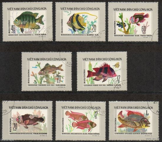 Вьетнам 1976 Фауна Рыбы Серия 8 марок гаш.
