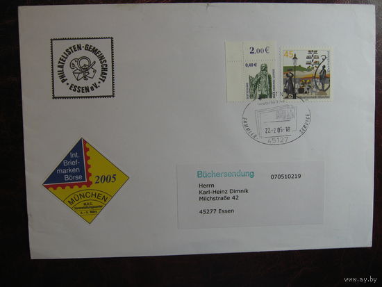Конверт ФРГ с марками 2003 года спецгашение