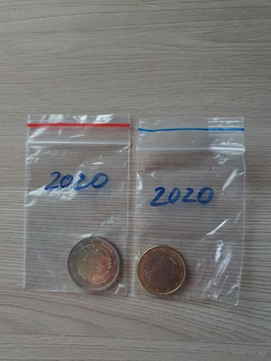 2 и 1 евро Сан Марино 2020 UNC
