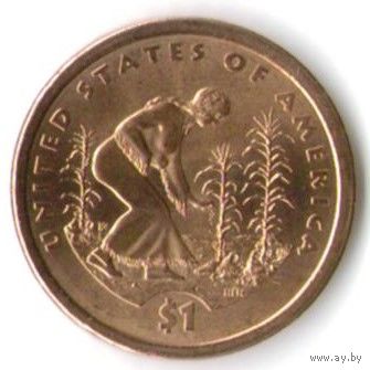 1 доллар США 2009 год Сакагавея Посадка культур двор Р _состояние aUNC