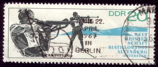 1 марка 1967 год ГДР Биатлон 1252